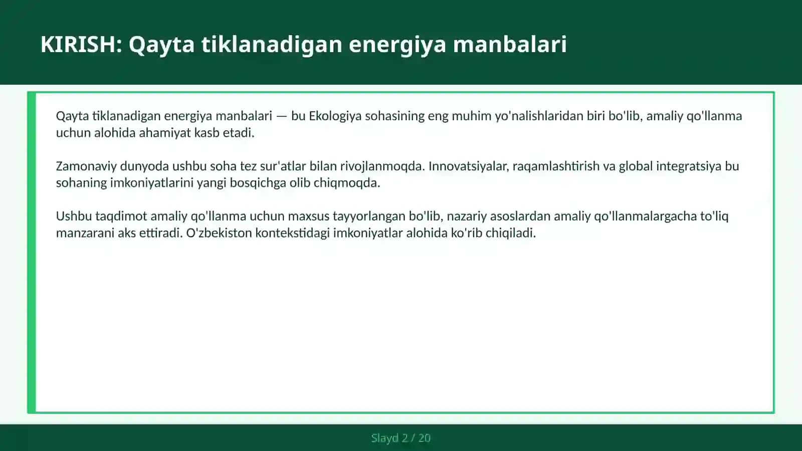 QAYTA TIKLANADIGAN ENERGIYA MANBALARI 2