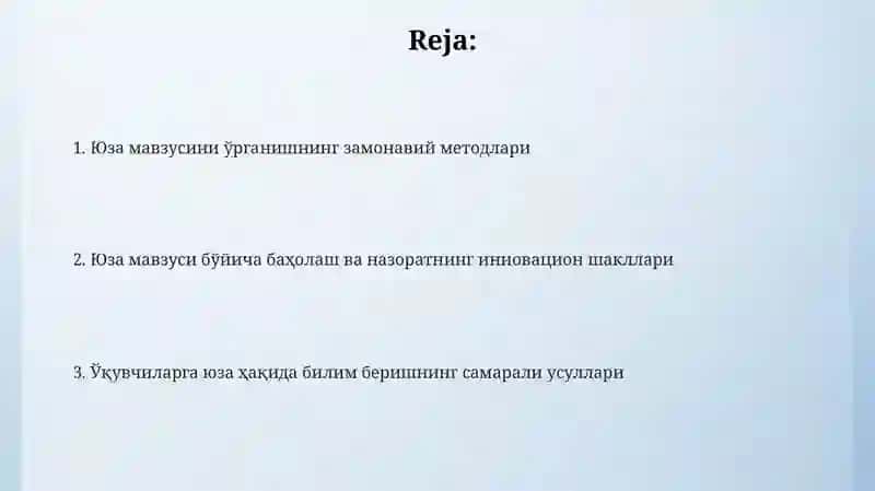 Yuza mavzusini oʻqitish metodikasi 2