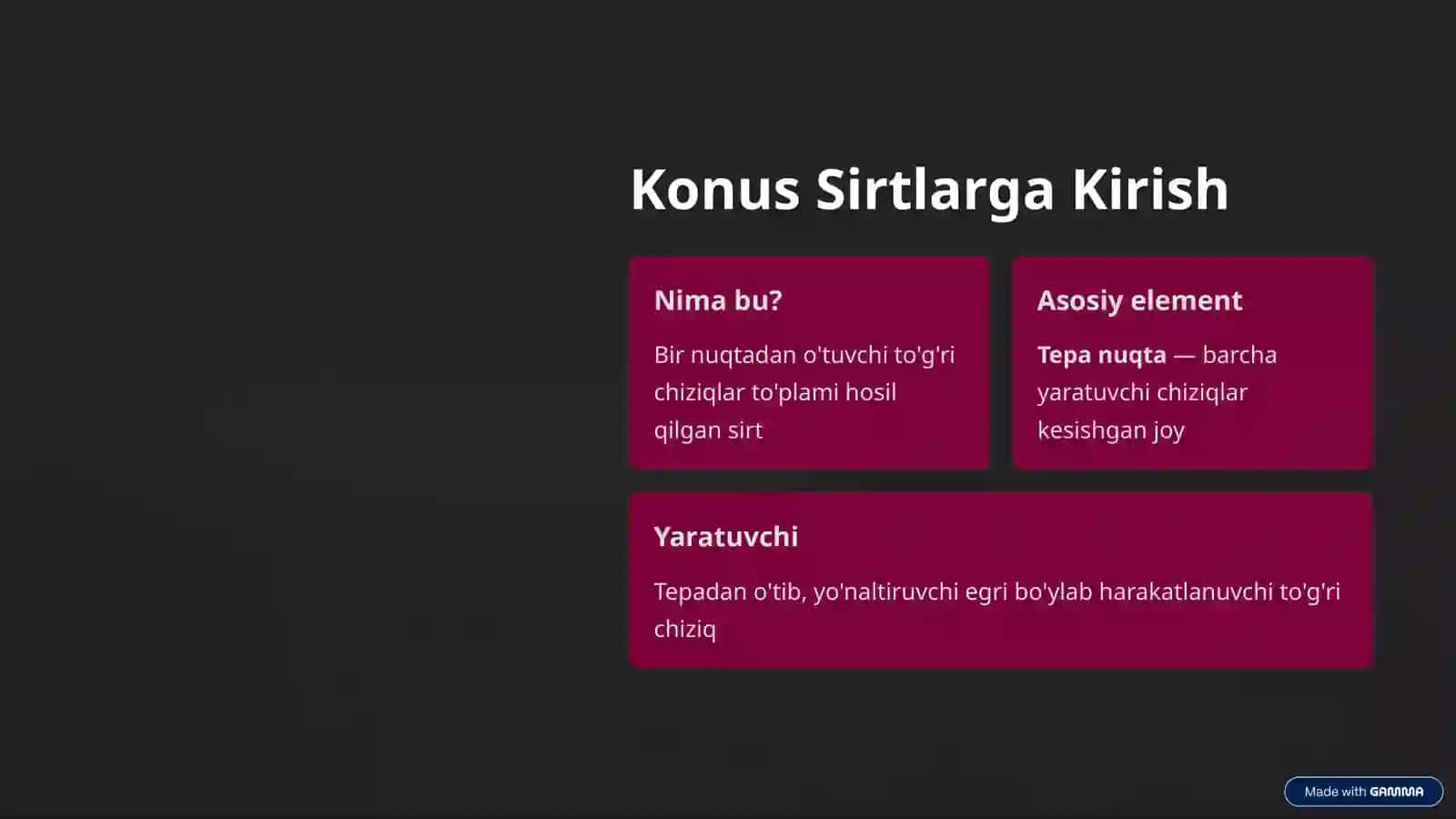 Konus sirtlar va paraboloidlar 2
