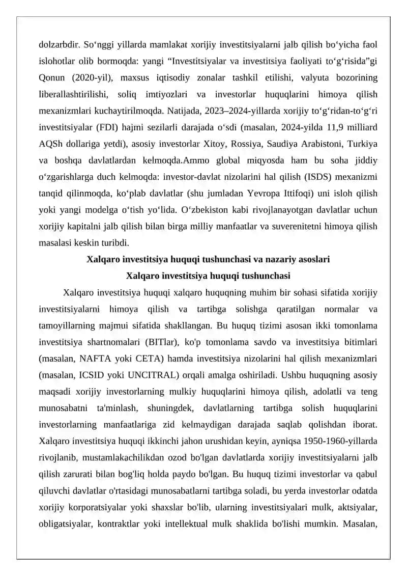 Xalqaro investitsiya huquqi 2