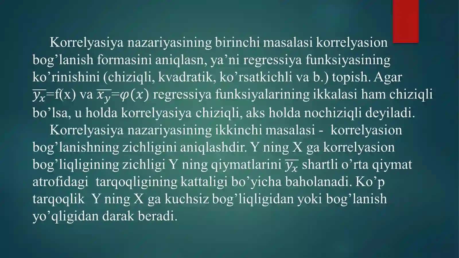Regressiya tenglamalari 2