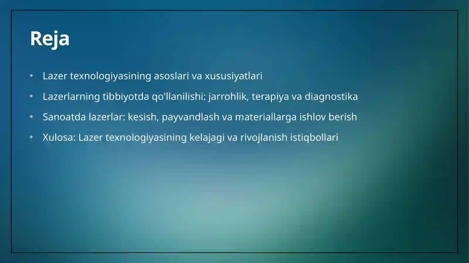 Lazerlarni hayotda qoʻllash 2