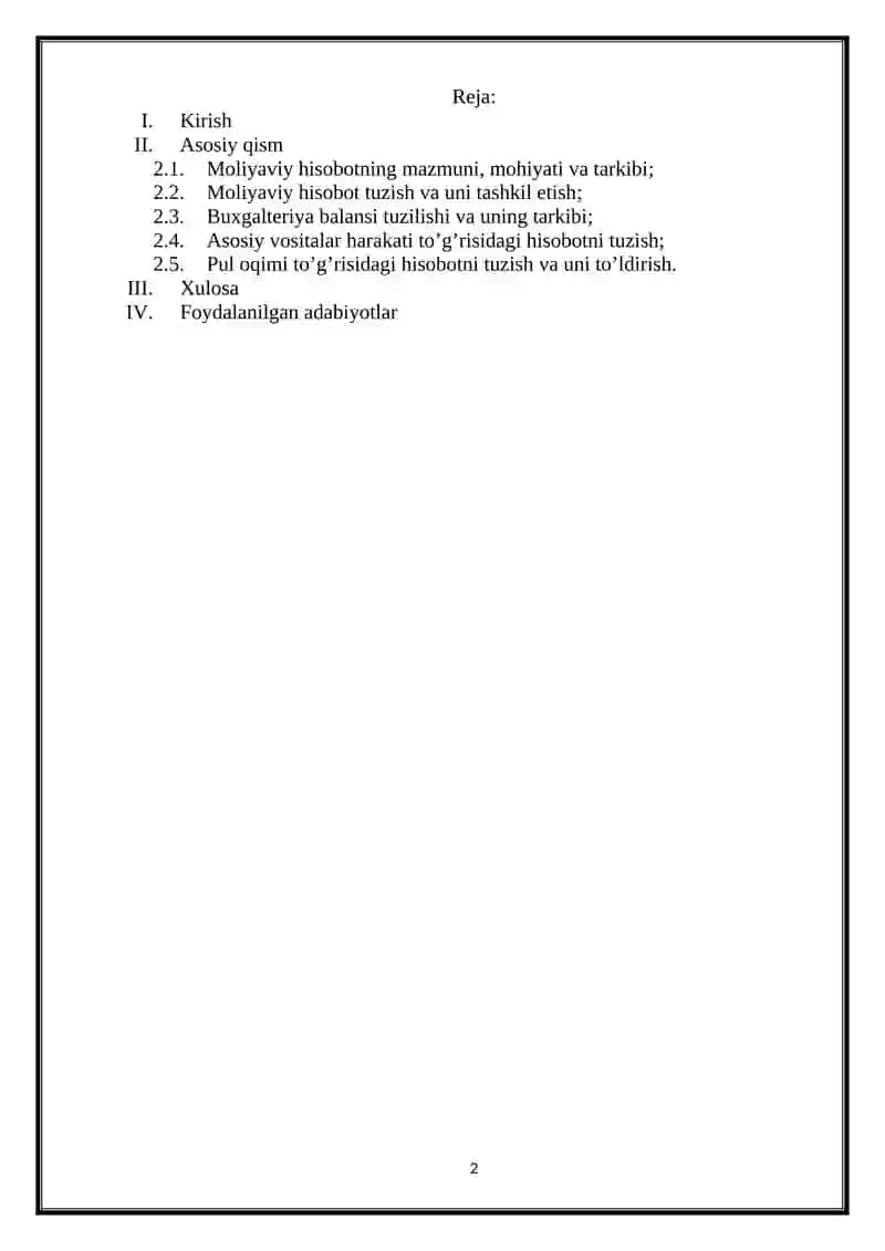 Moliyaviy hisobotning vazifasi va uning tarkibi 2