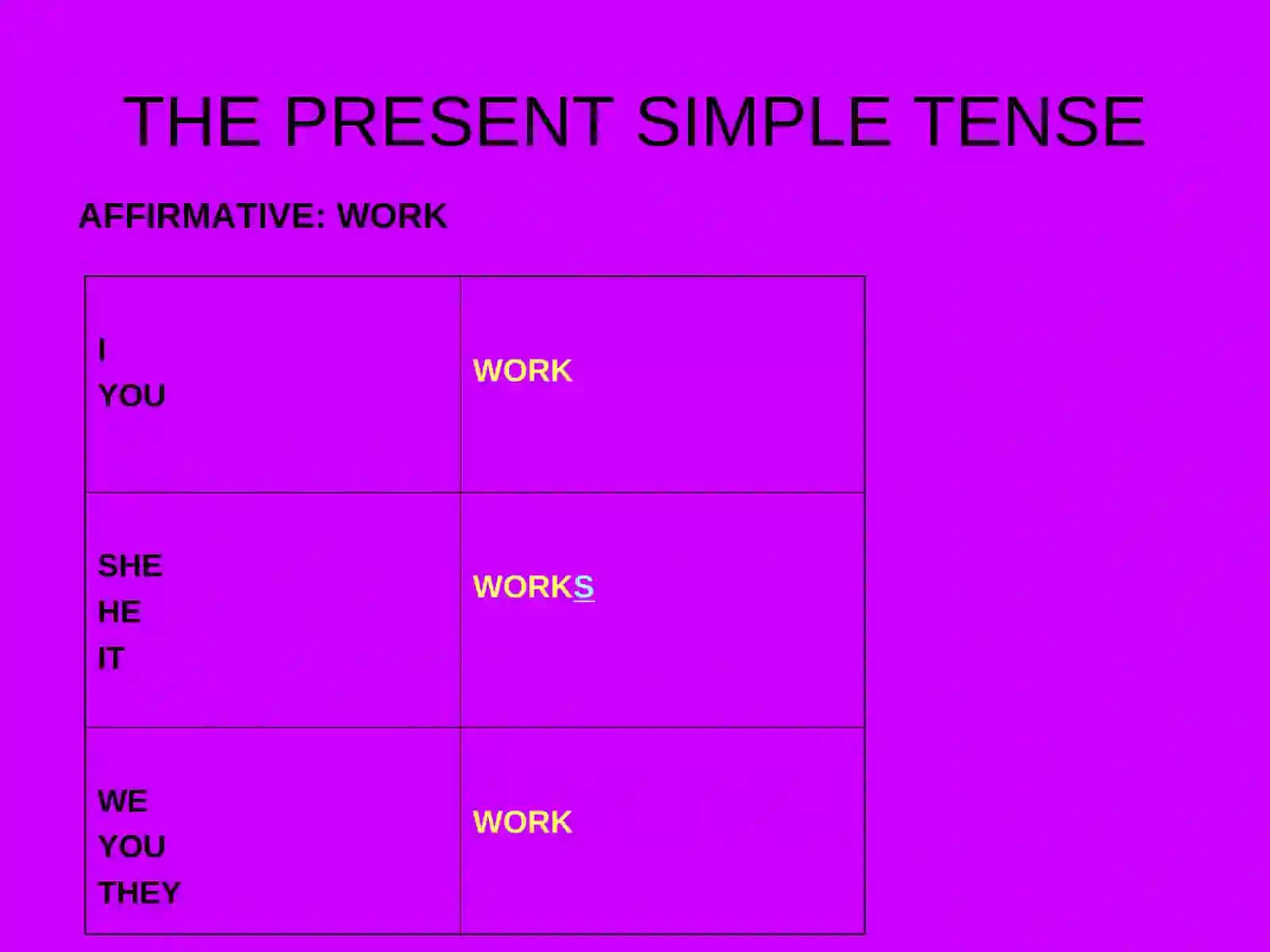 THE PRESENT SIMPLE TENSE(Affirmative) 2