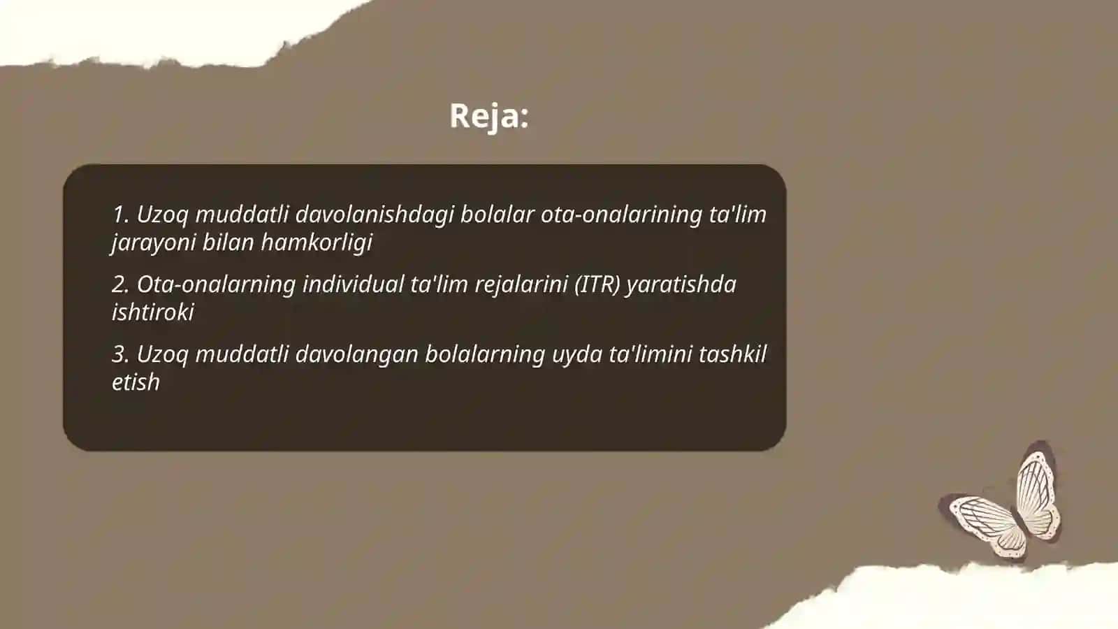 Uzoq muddatli davolanishdagi bolalar ota-onalarining ta'lim jarayoni bilan hamkorligi 2