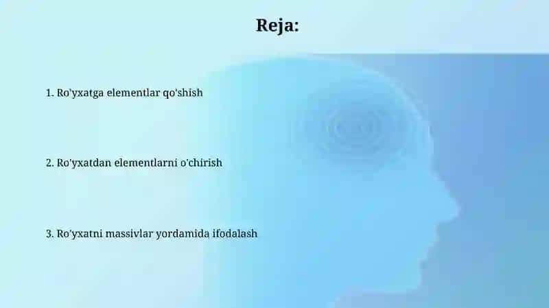 Ro'yxatga elementlar qo'shish 2