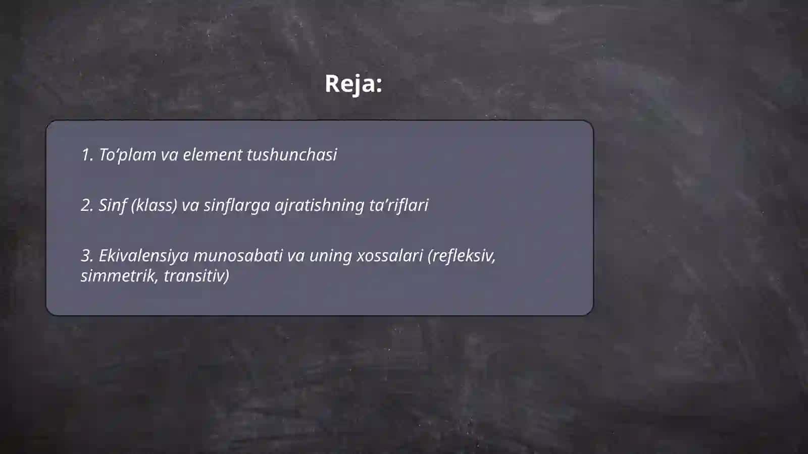 Toʻplamlarni sinflarga ajratish 2