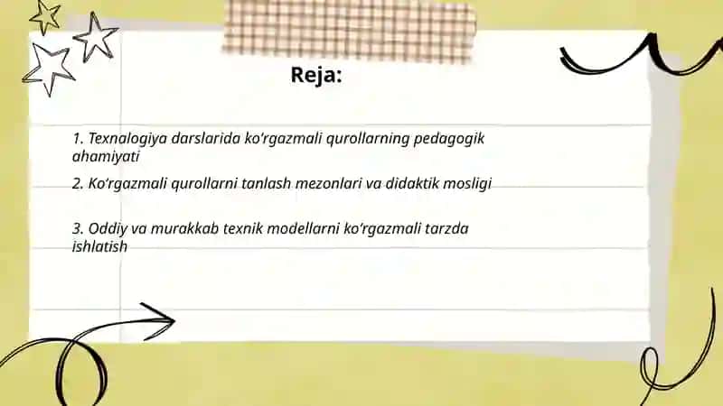 Texnalogiya darslarida koʻrgazmali qurollardan foydalanish 2