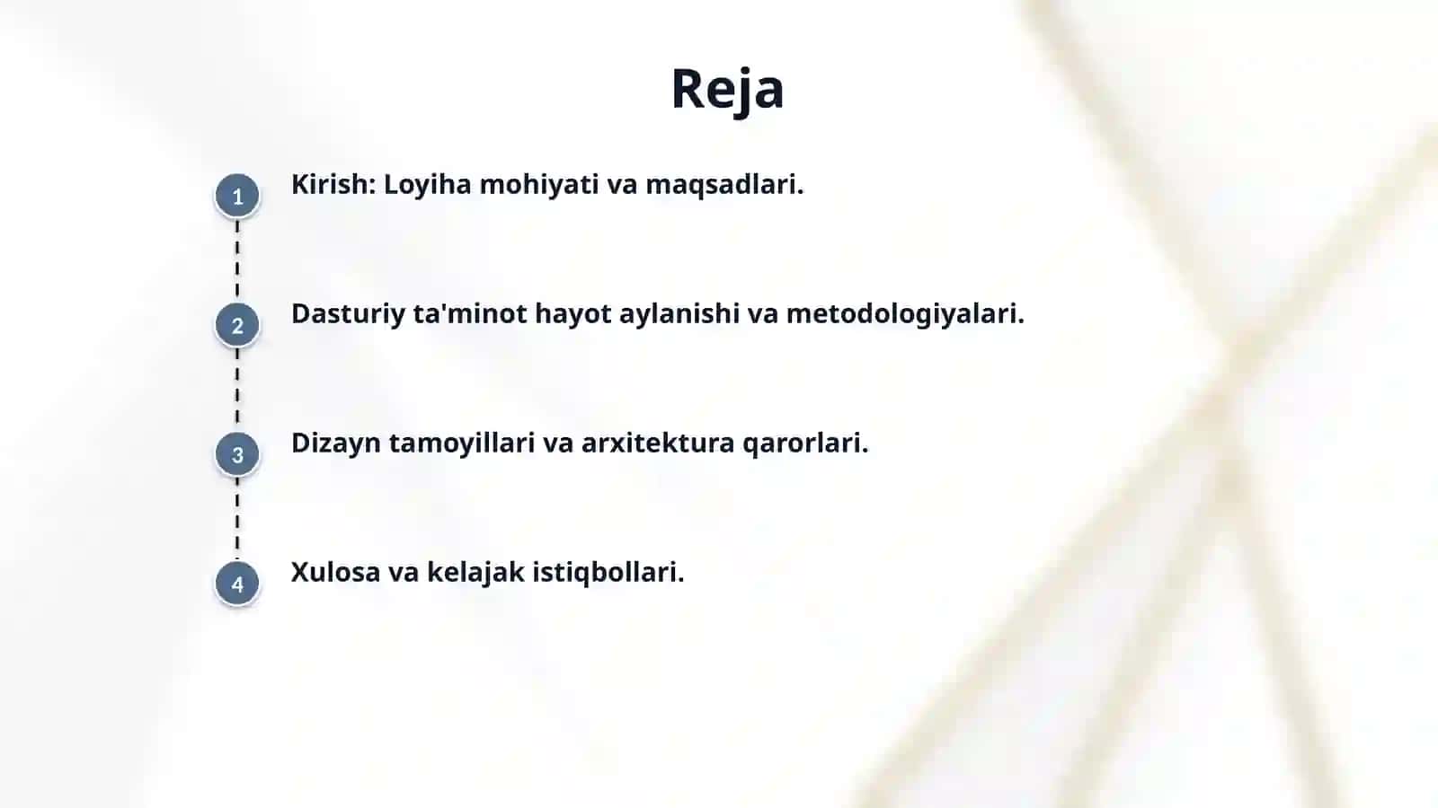 Loyihani dasturiy ta’minotini ishlab chiqish. 2
