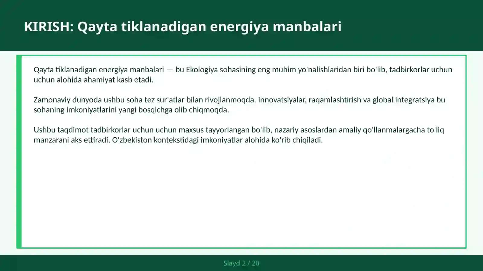 QAYTA TIKLANADIGAN ENERGIYA MANBALARI 2