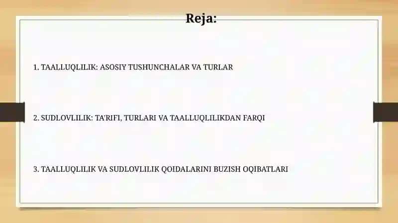 Taalluqlilik va sudlovlilik qoidalari 2