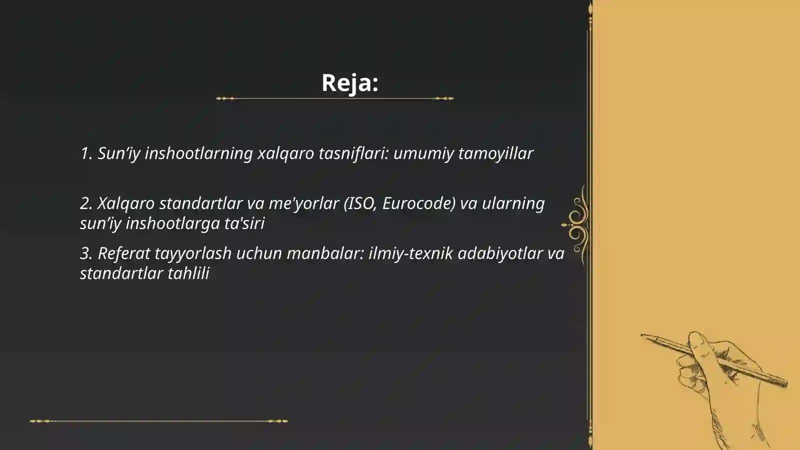 Sun’iy inshootlarning xalqaro tasniflari 2