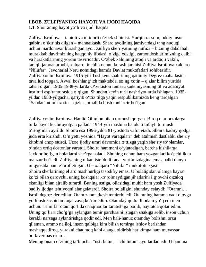 Zulfiyaning hayoti va ijodi haqida 2
