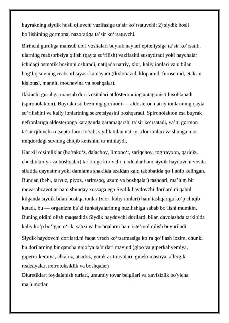 DIURETIK DORI VOSITALAR 2