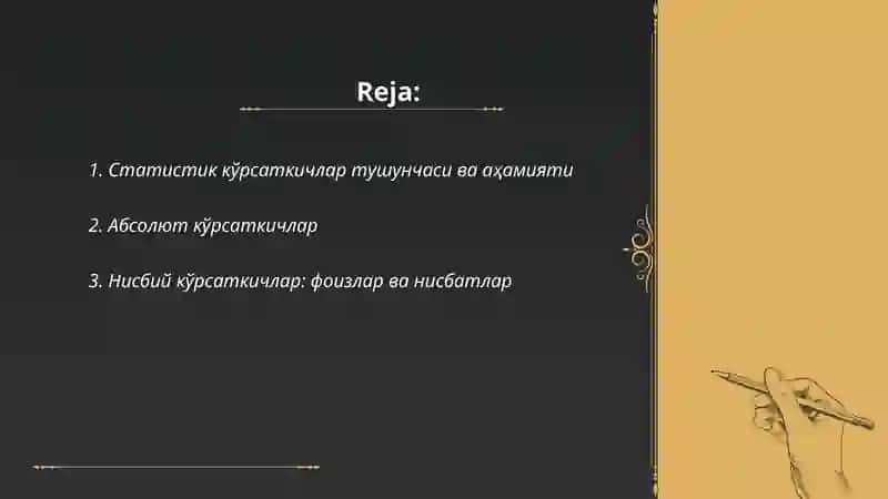Статистик курсаткичлар 2