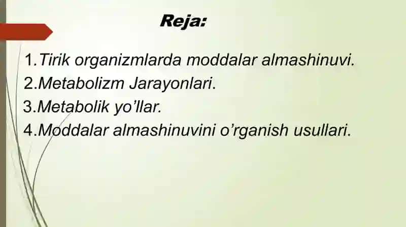 Metabolizm jarayonlari 2