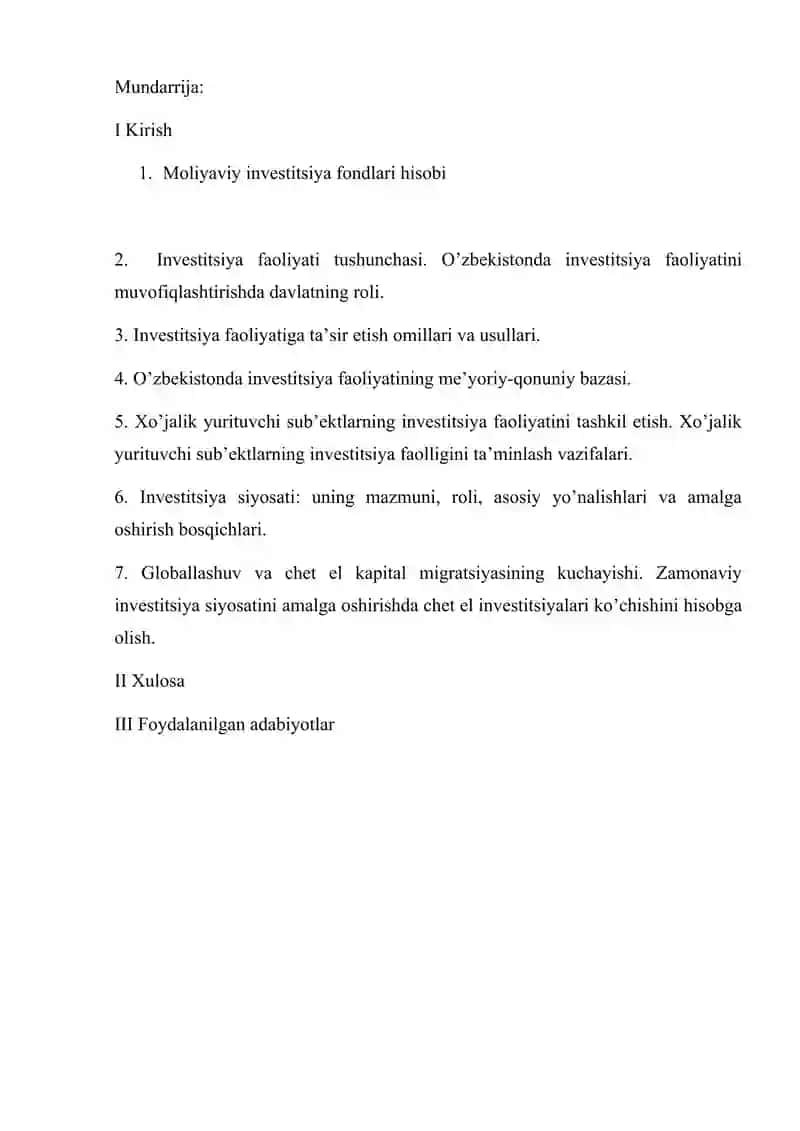 Investitsiya funktsiyasi va omillari 2