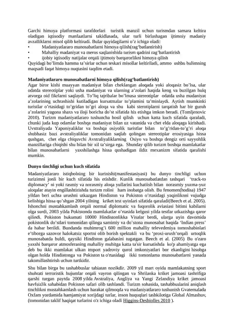 Turizmning ijtimoiy-madaniy va ekalogik tasirlari 2