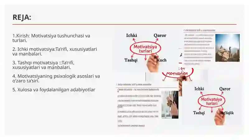 Ichki va tashqi motivatsiyalarning umumiy tavsifi 2