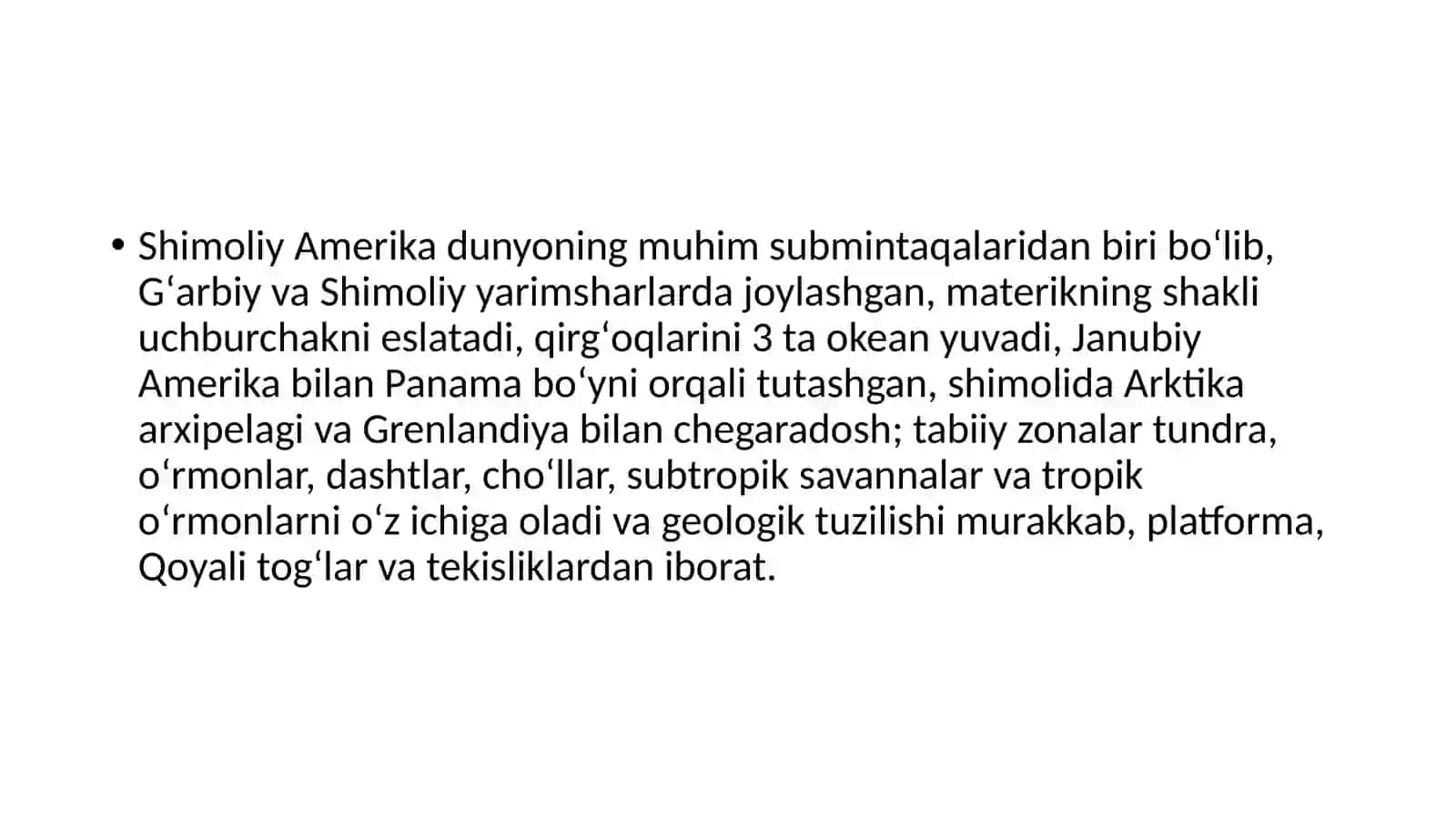 Jahonning Shimoliy Amerika submintaqasi 2