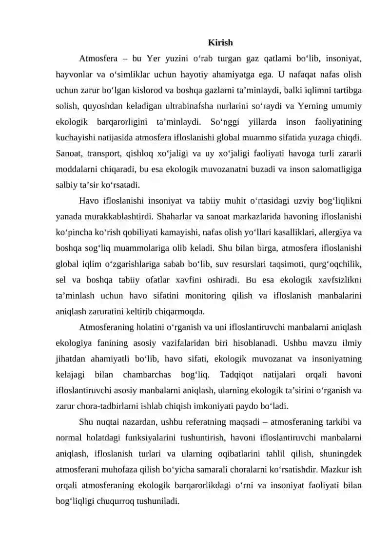 Atmosferani ifloslanishi va uni ifloslantiruvchi manbalar 2