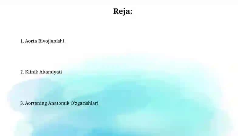 Aorta rivojlanishi va uning anatomik variantlari 2