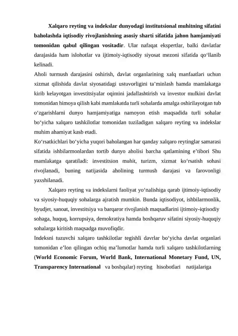 Xalqaro reyting va indekslar tushunchasi 2