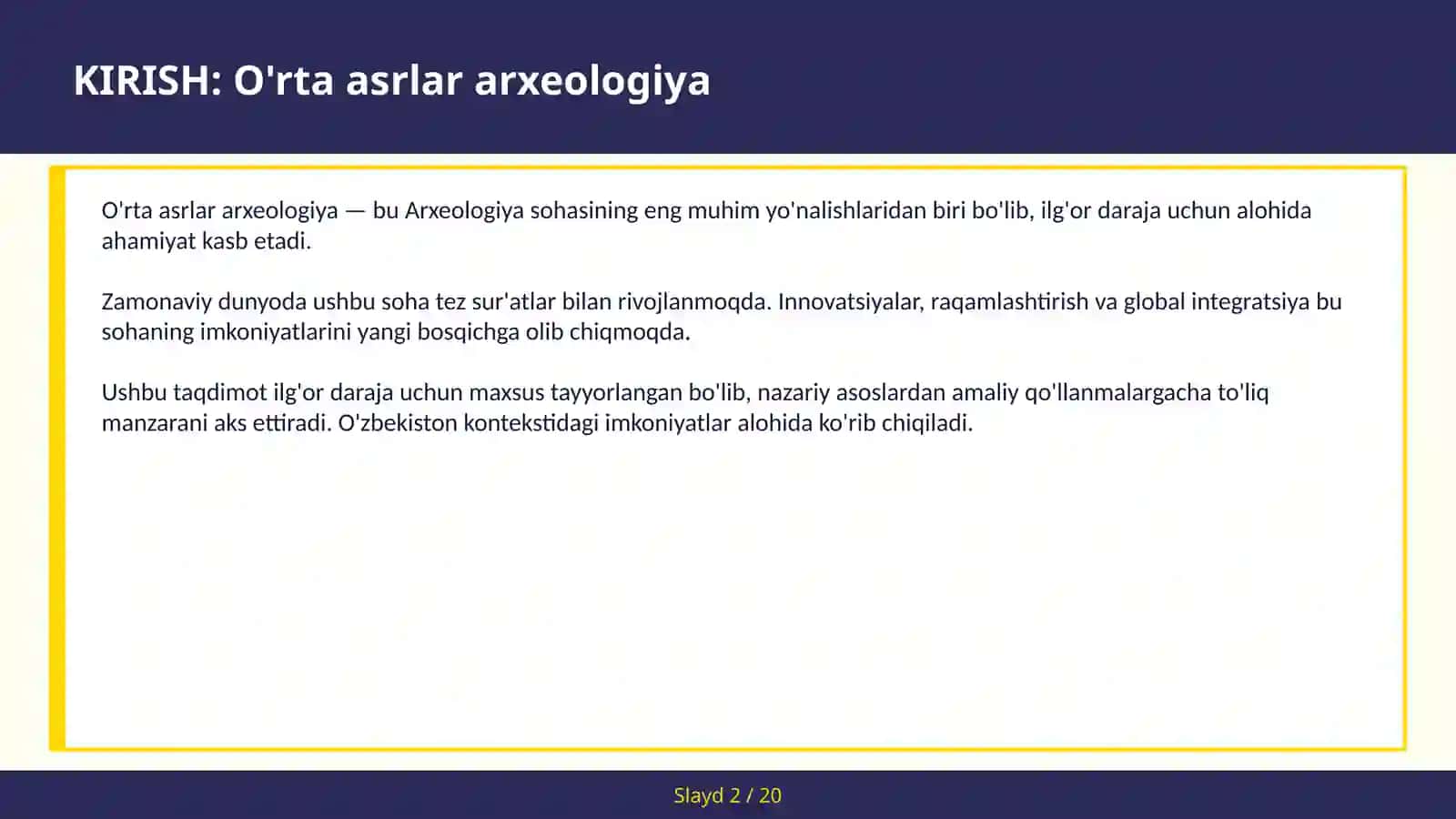 O'rta asrlar arxeologiya 2