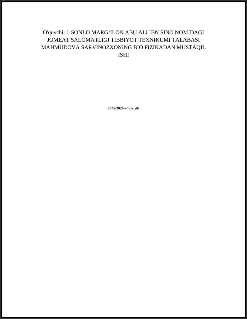 BIO MEXANIKA ASOSLARI XATOLIKLAR NAZARYASI 2