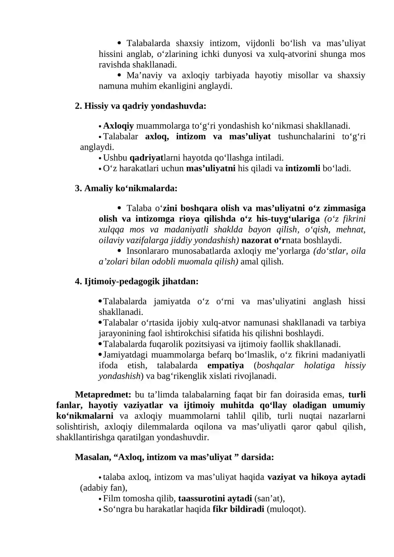 Axloq, intizom va mas’uliyat 2