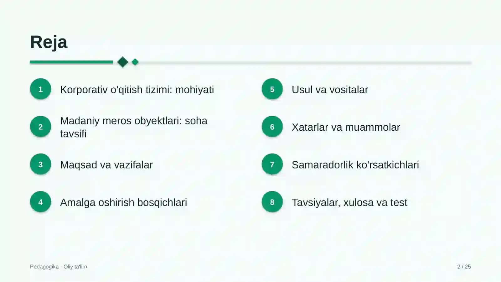 Madaniy meros obyektlarida korporativ o'qitish tizimi 2