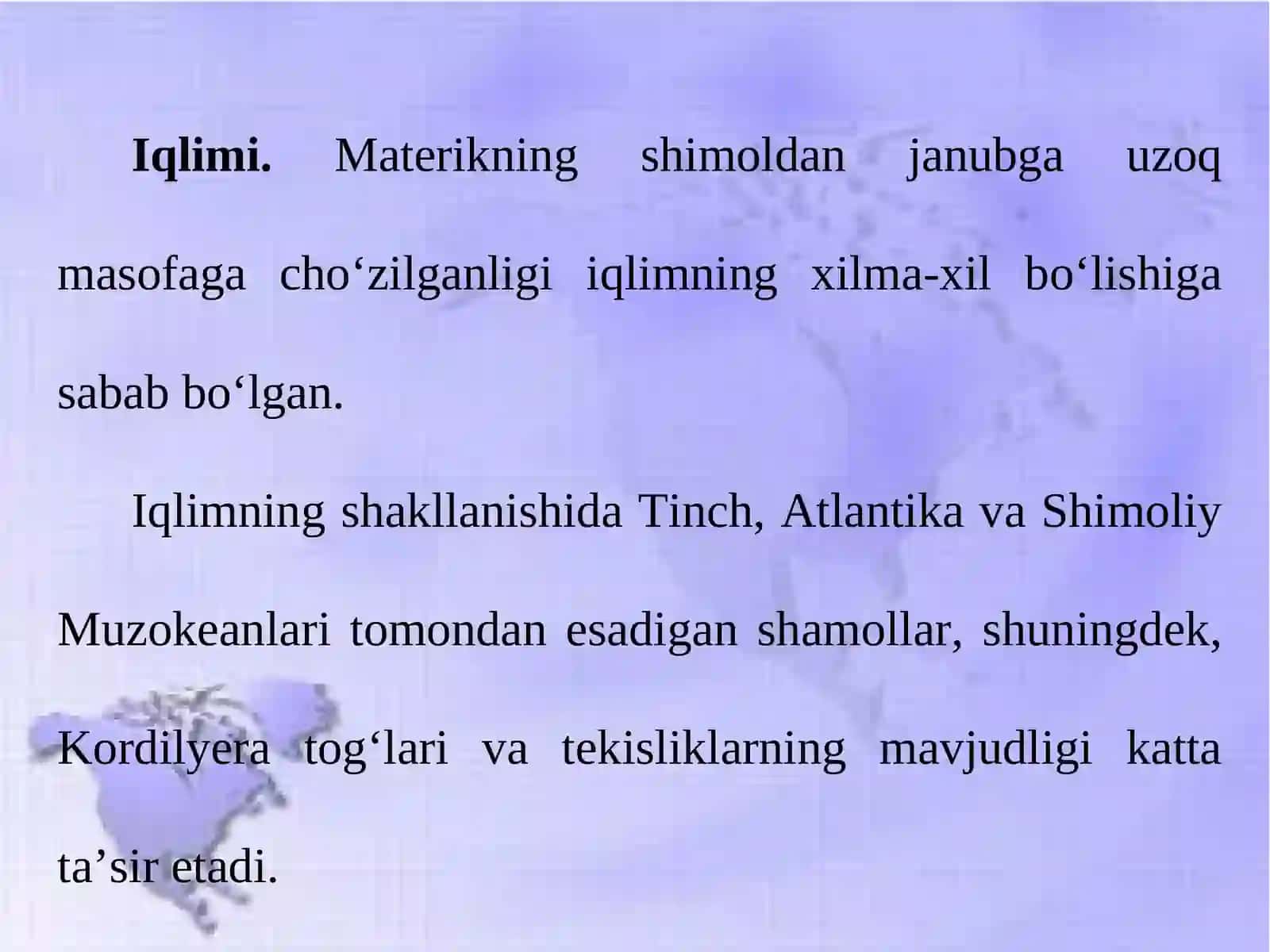 Shimoliy Amerika iqlimi va  ichki suvlari 2