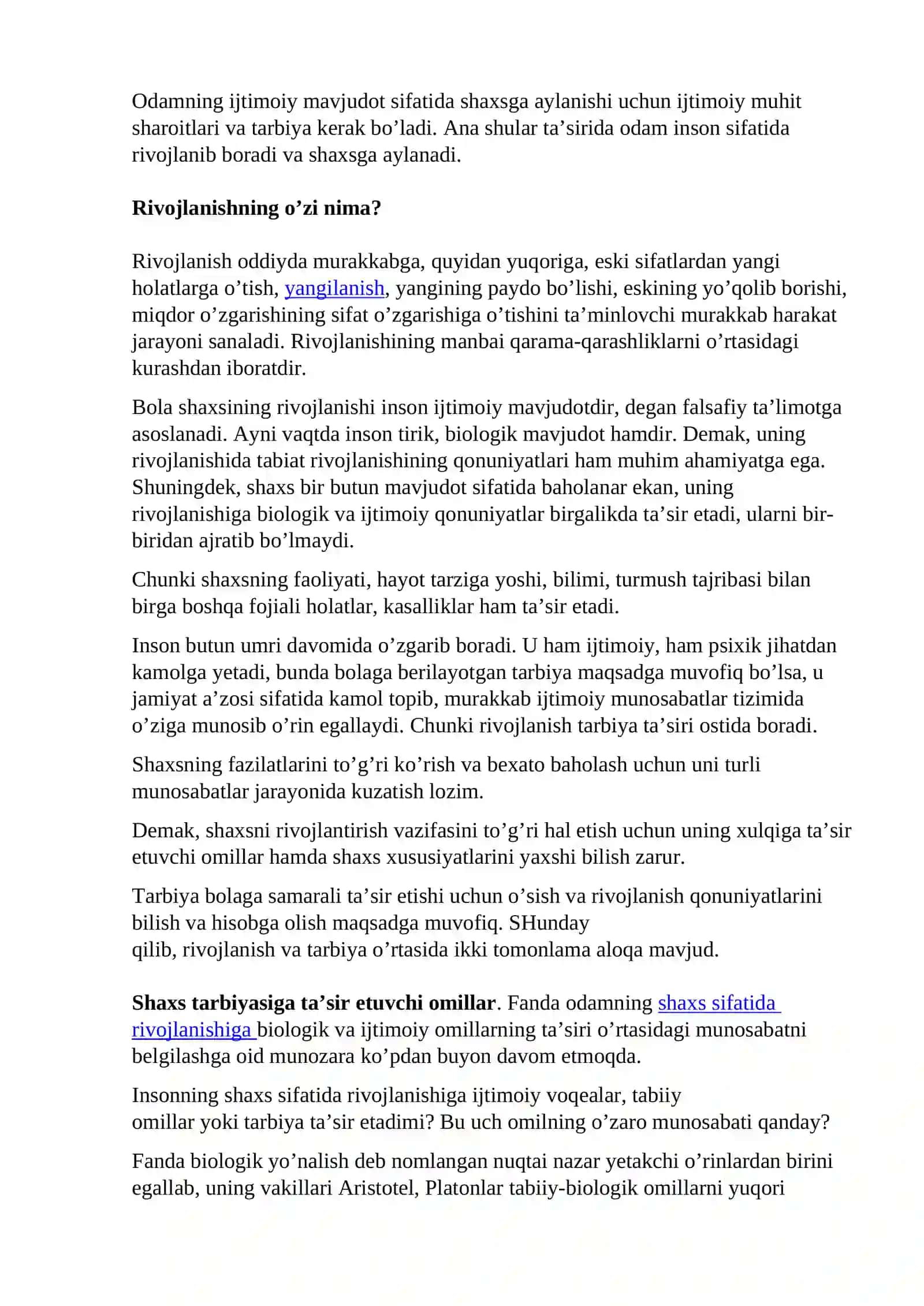 Bolalarning o`sish davrlari xususiyatlari 2