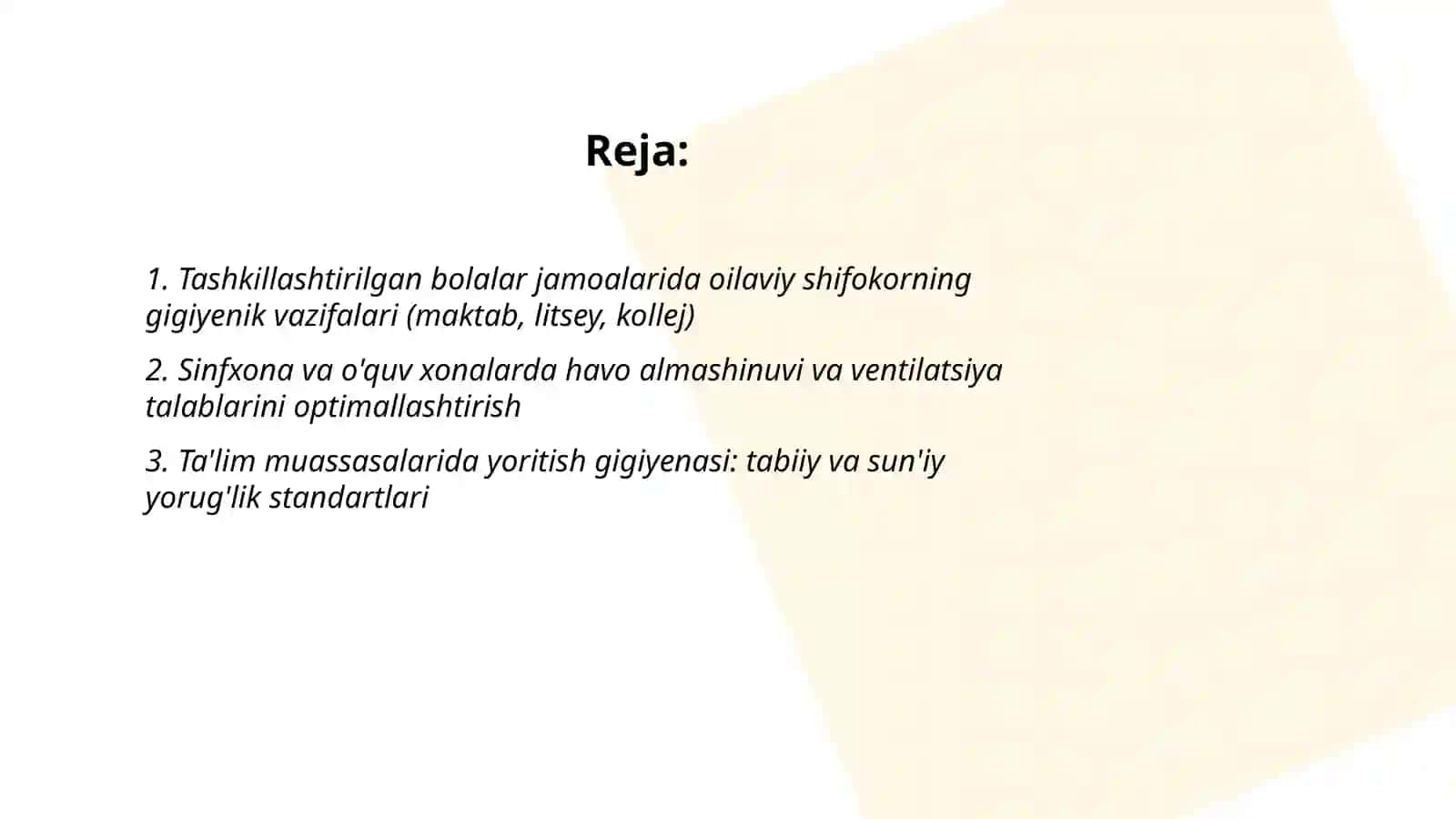 Gigiyenik jihatlari 2