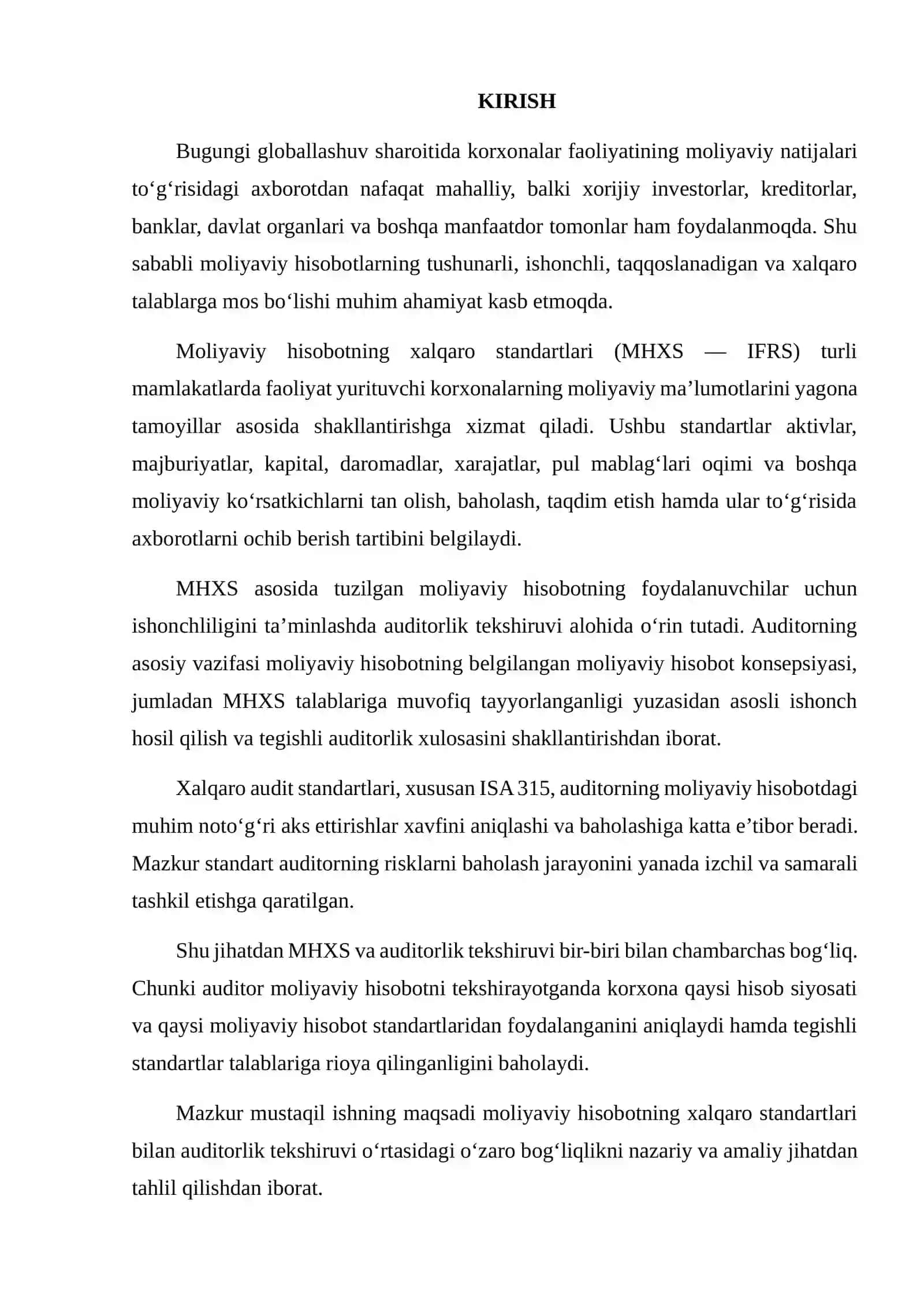 MOLIYAVIY HISOBOTNING XALQARO STANDARTLARI VA AUDITORLIK TEKSHIRUVINING O‘ZARO BOG‘LIQLIGI 2