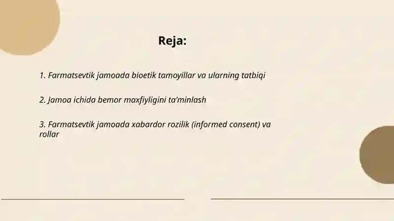 Farmatsevtik jamoada bioetik oʻzaro munosabatlar 2