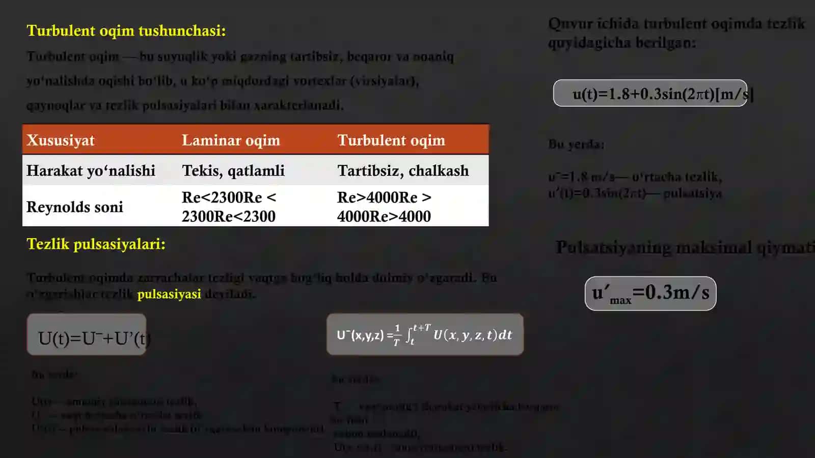 Turbulent oqimning tartibi 2