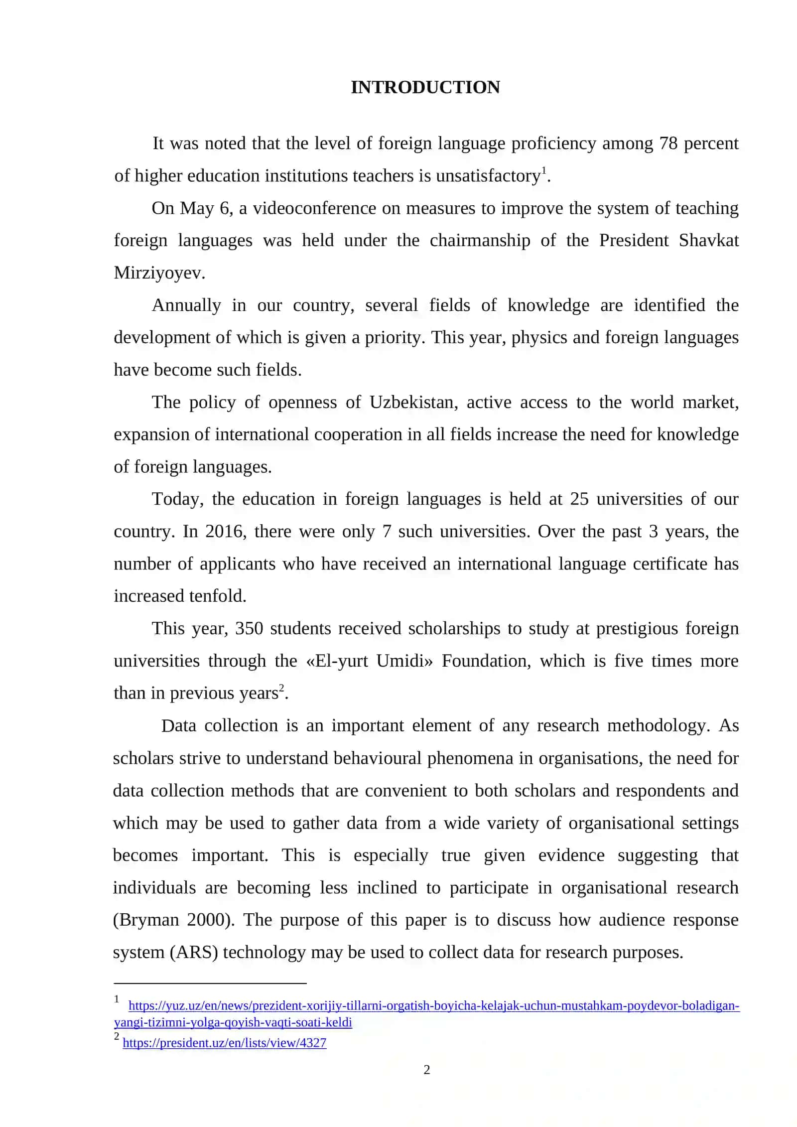 AUDIENCE RESPONSE SYSTEMS AS A DATA COLLECTION METHOD IN ORGANIZATIONAL RESEARCH 2