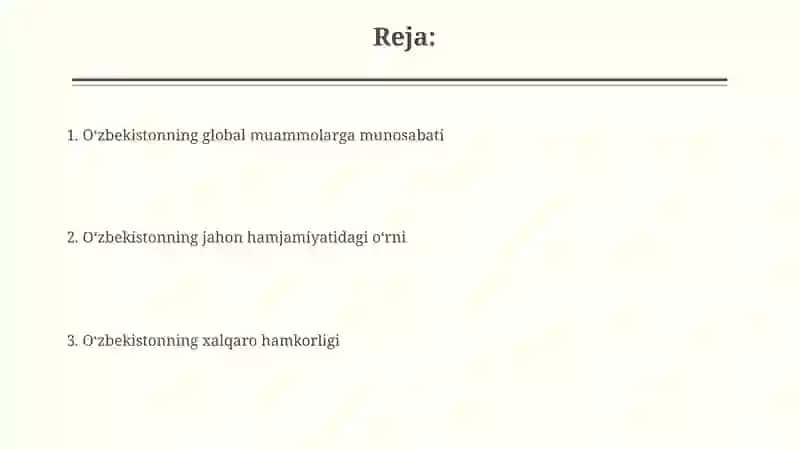 Oʻzbekiston va jahon hamjamiyati 2