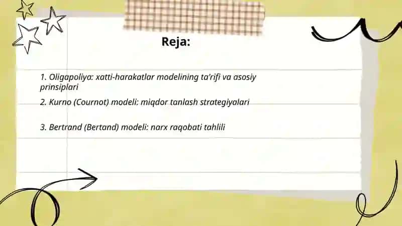 Oligapoliya: xatti-harakatlar modeli 2