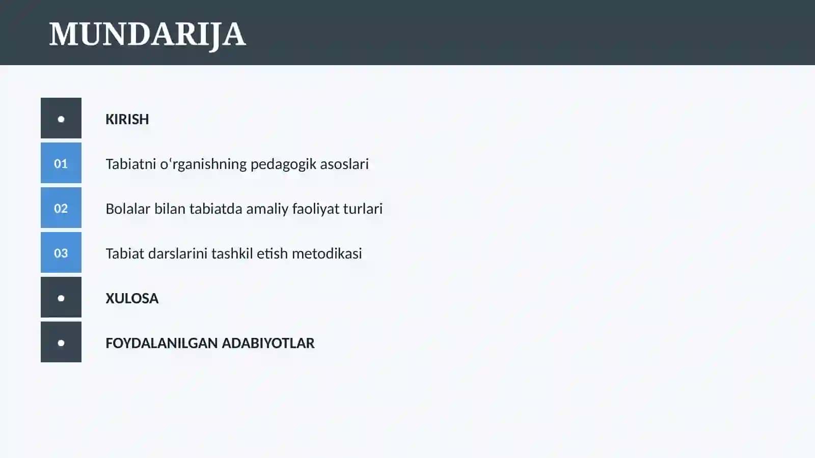 BOLALARNI TABIAT BILAN TANISHTIRISH 2