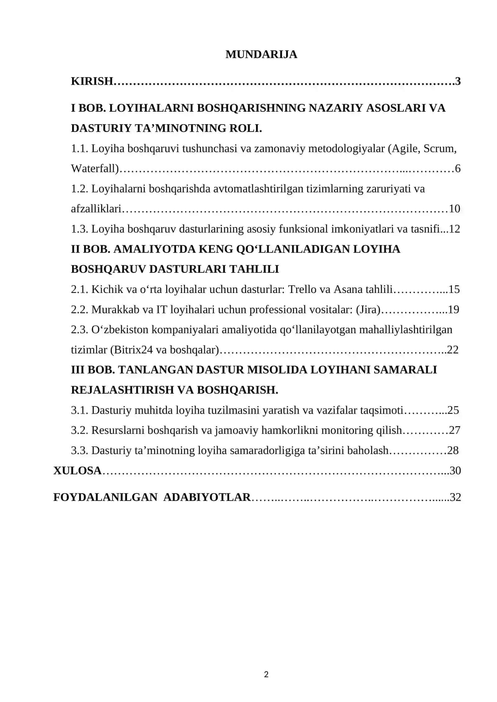 Loyihalarni Boshqarishning Amaliyotda Uchrayotgan Dasturi 2