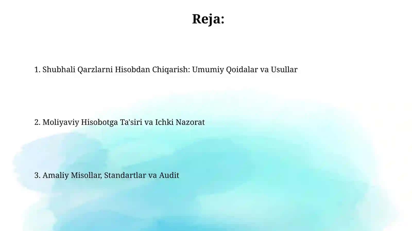 Shubhali Qarzlarni Hisobdan Chiqarish 2