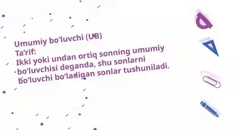 Umumiy bo‘luvchi va umumiy karrali 2
