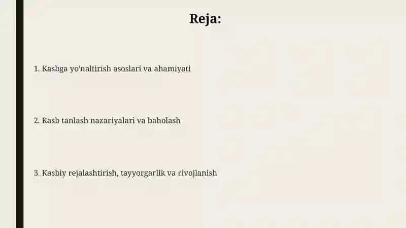 Kasbga yo'naltirish 2