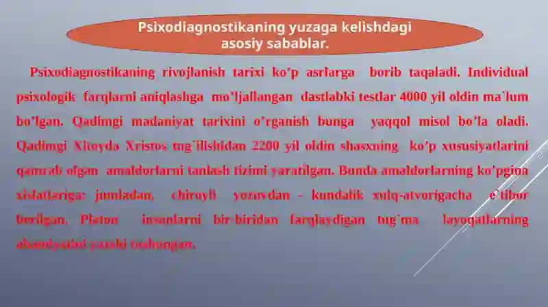 Psixodiagnostika tarixi 2