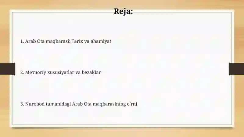 Arab Ota maqbarasi: Tarix va ahamiyat 2