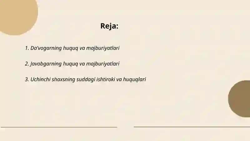 Fuqarolik sud ishlarini yuritish ishtirokchilari 2