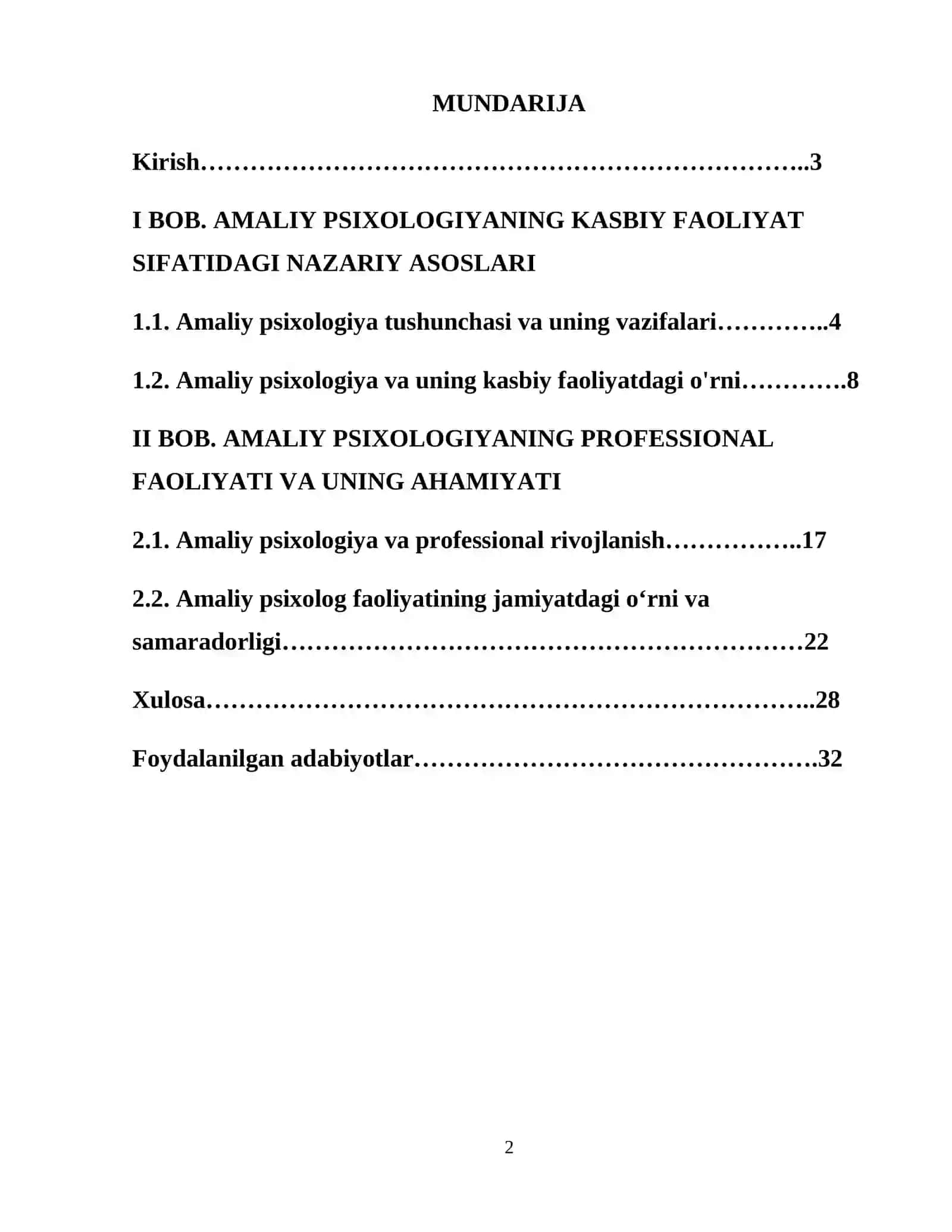 AMALIY PSIXOLOGIYA YO’NALISHI 2