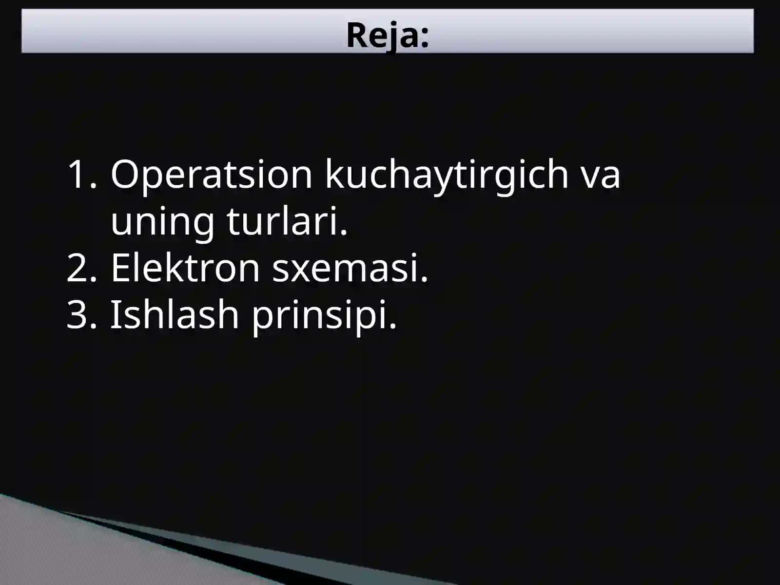 Operatsion kuchaytirgichlar 2